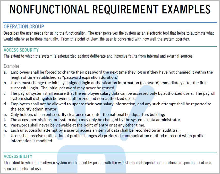 Nonfunctional Requirement Examples Requirements Quest